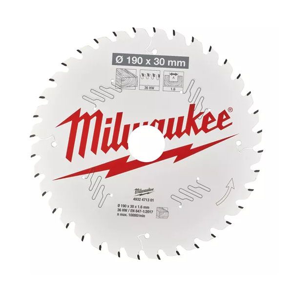 Циркулярен диск за дърво MILWAUKEE, 190x30x1.6мм, 36 зъба / 4932471301